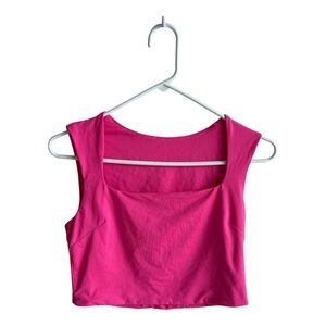 SHEIN Hot Pink Square Neck Crop Top